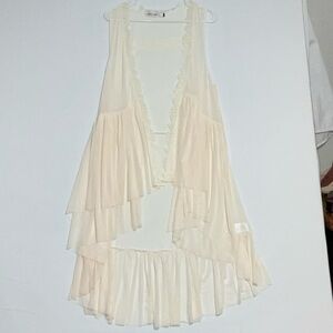 Origami Small Cream Ivory Layered Sleeveless Vest Tunic Dress  NWOT